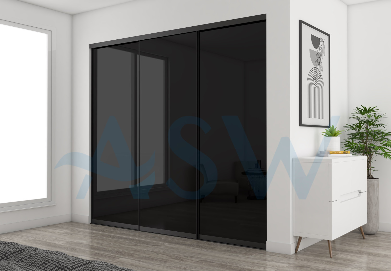 FULLY FRAMED DOORS Black Glass thumbnail 2