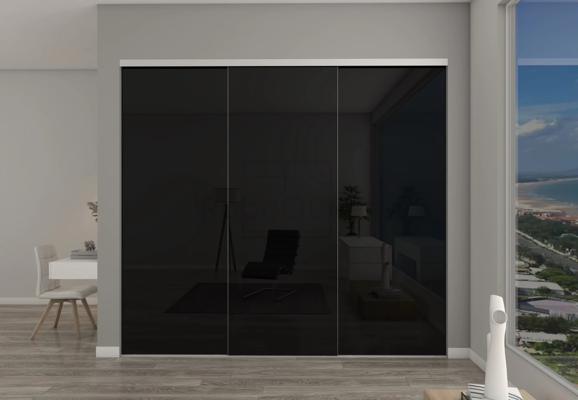 FRAMELESS DOORS BLACK GLASS