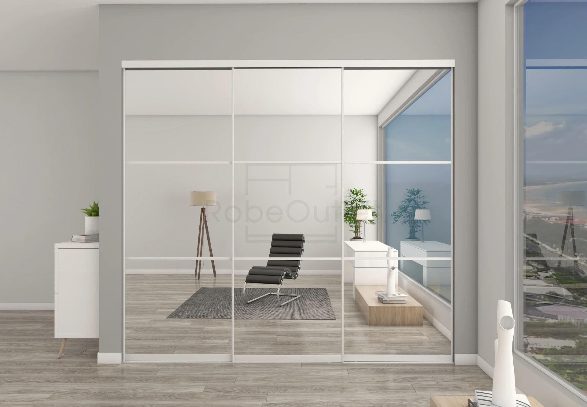 SLIMLINE DOORS Mirror With Horizontal Strips